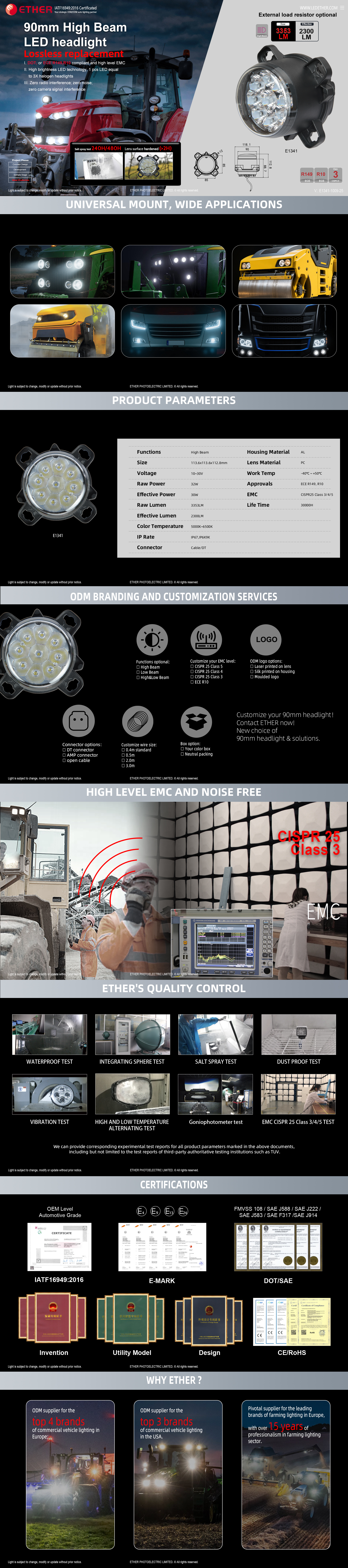 E1341 90MM High Beam LED headlight