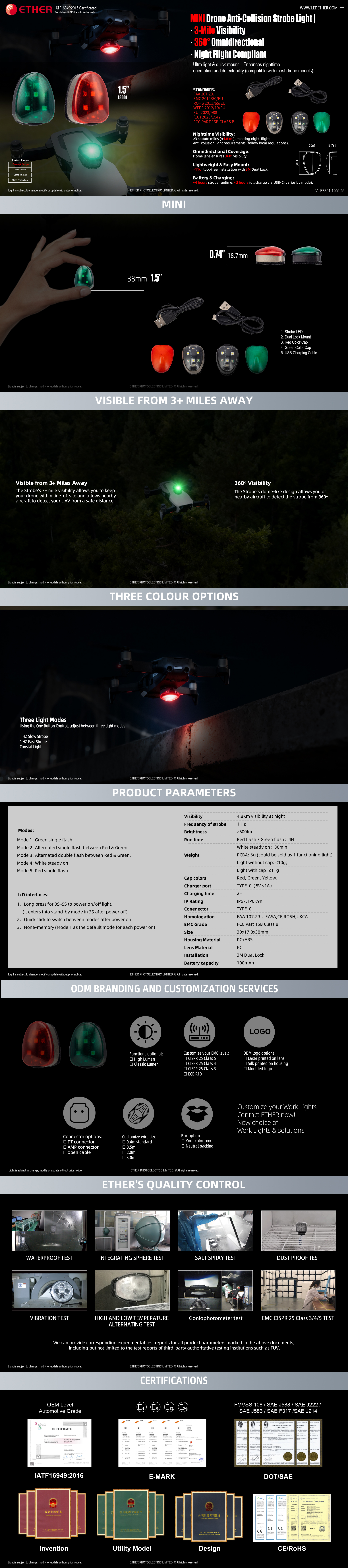 E8601  1.5" MINI Drone Anti-Collision Strobe Light